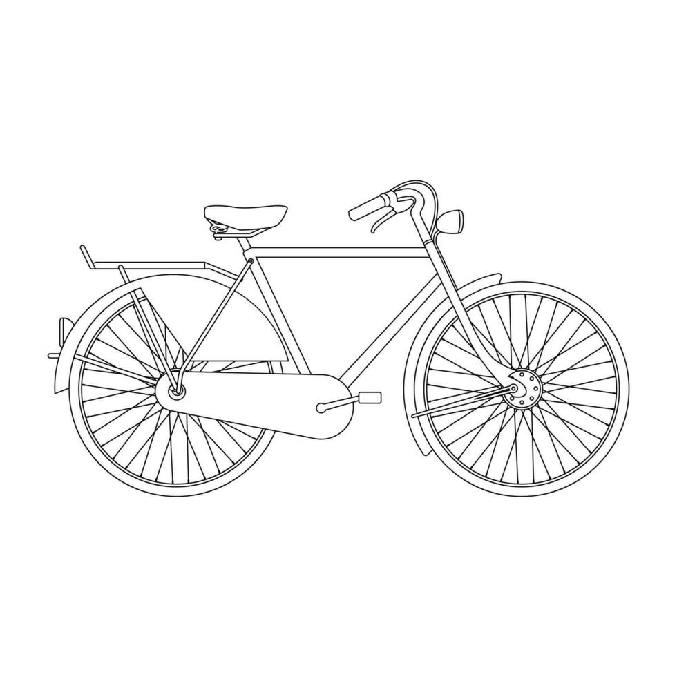 onthel Fahrrad Linie Kunst Vektor Illustration. Vektor eps 10