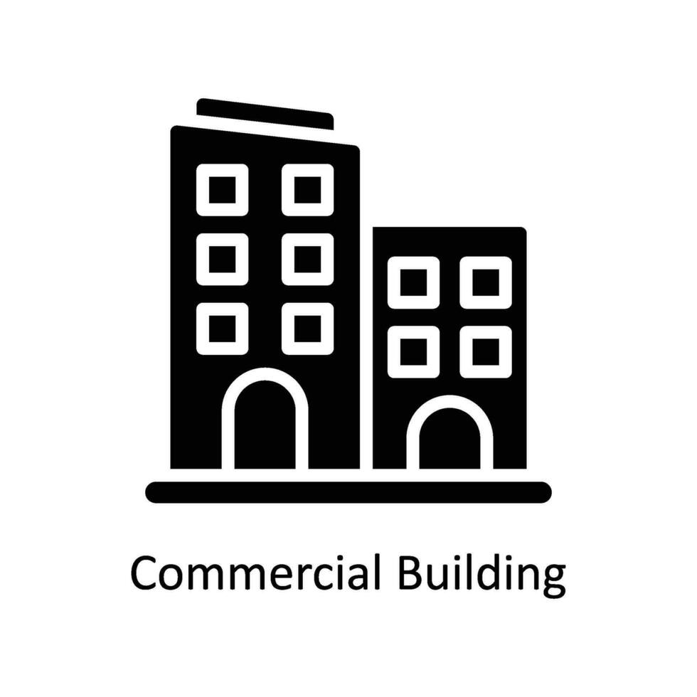 kommersiell byggnad vektor fast ikon design illustration. företag och förvaltning symbol på vit bakgrund eps 10 fil