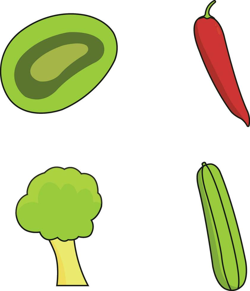 frukt och grönsaker i annorlunda typer. vektor illustration uppsättning.