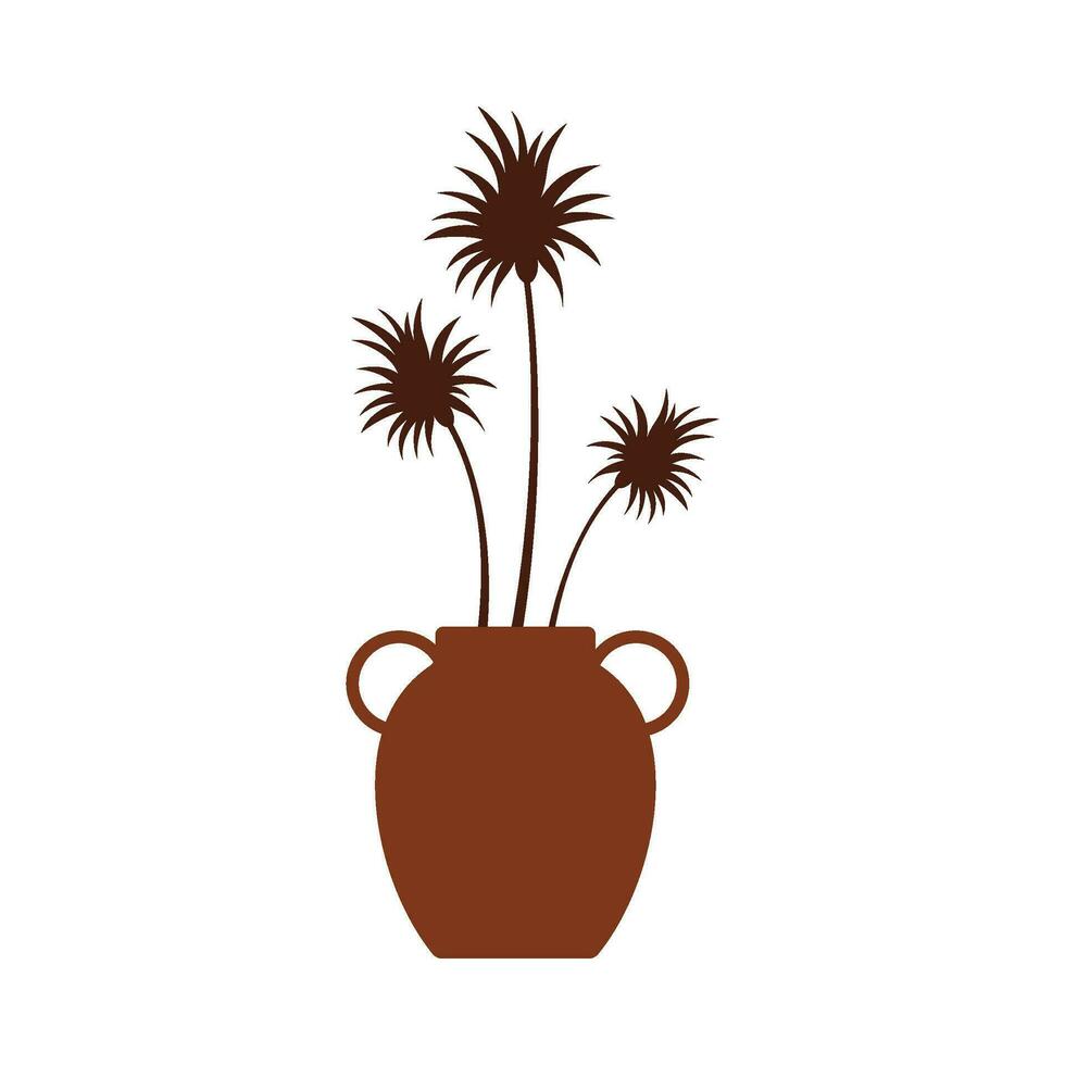 platt illustration av boho stil krukväxter på isolerat bakgrund vektor