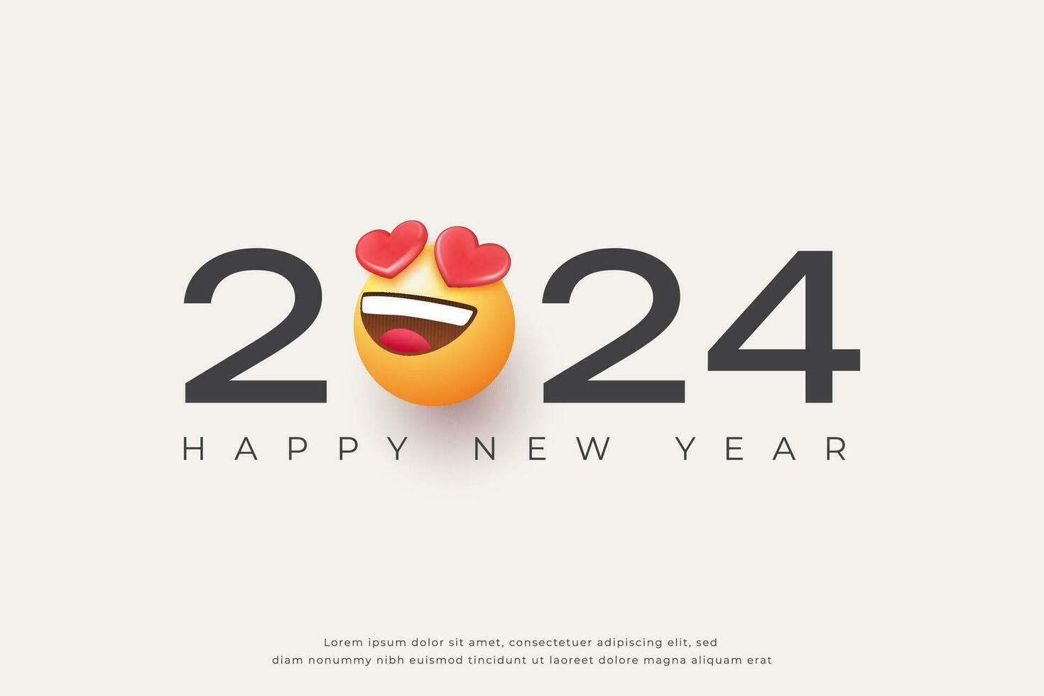 glücklich Neu Jahr 2024 mit Liebe Emoji Design vektor