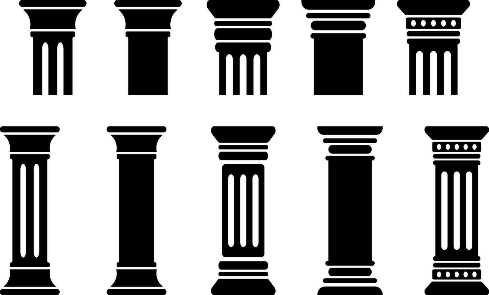 pelare grekisk ikon rättvisa symbol kolumn stencil vektor illustration