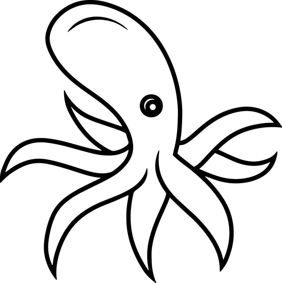 Gekritzel unter Wasser Oktopus Tier Gravur Meer Leben vektor