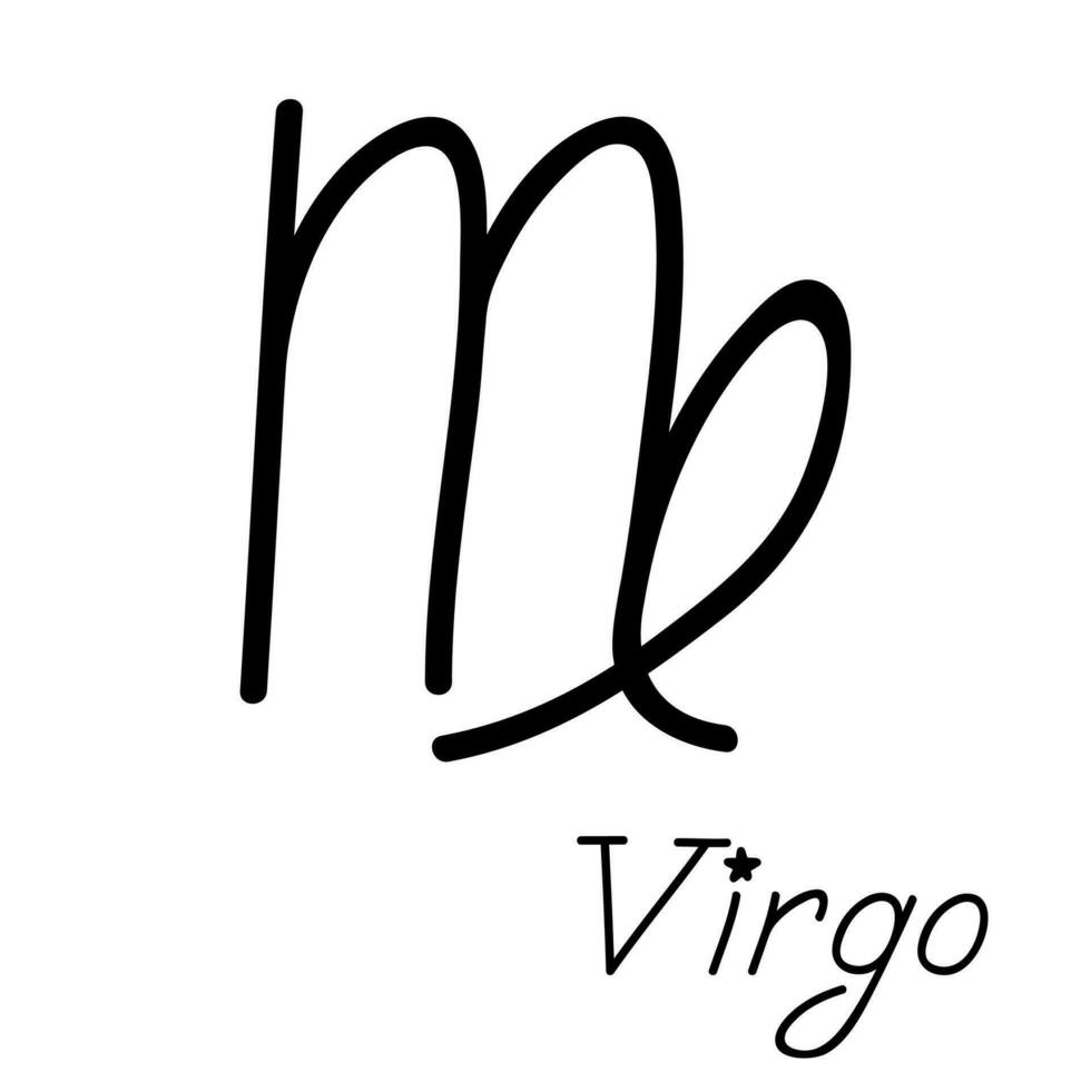 hand dragen Jungfrun zodiaken tecken esoterisk symbol klotter astrologi ClipArt element för design vektor