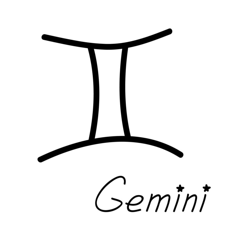 hand dragen gemini zodiaken tecken esoterisk symbol klotter astrologi ClipArt element för design vektor