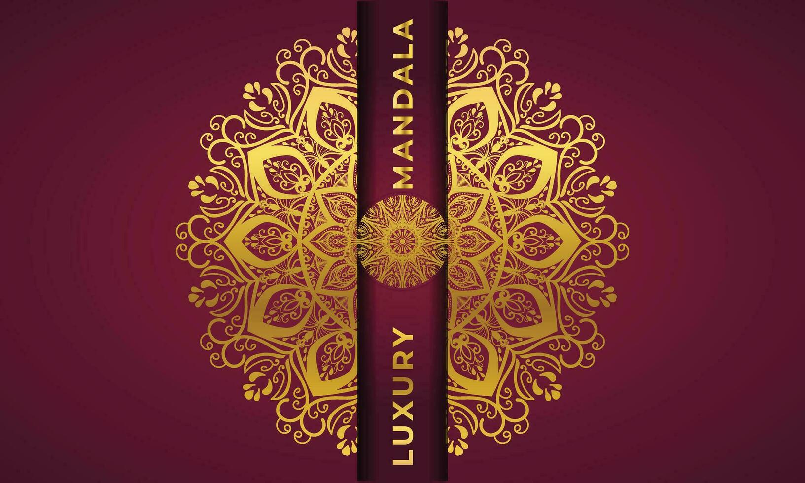 Luxus Zier Mandala Design Hintergrund im Gold Farbe Vektor. vektor