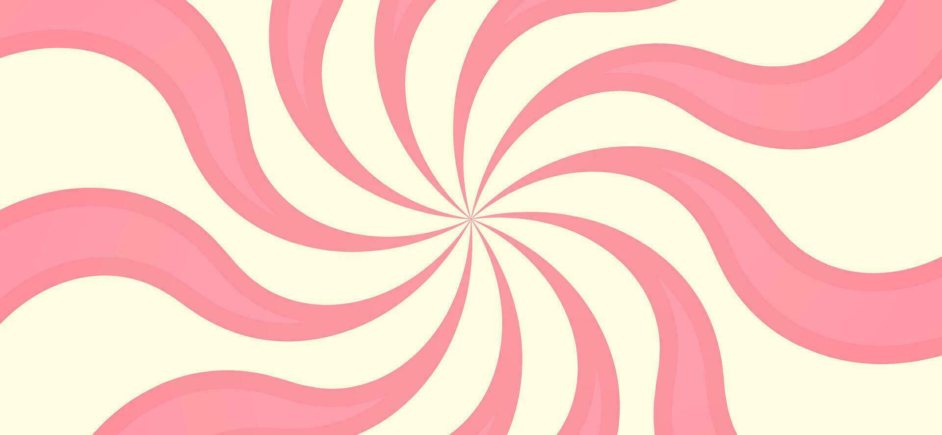 Süßigkeiten gestreift Hintergrund. Weihnachten Süss Textur. Spiral- Rosa Muster von Strahlen. vektor