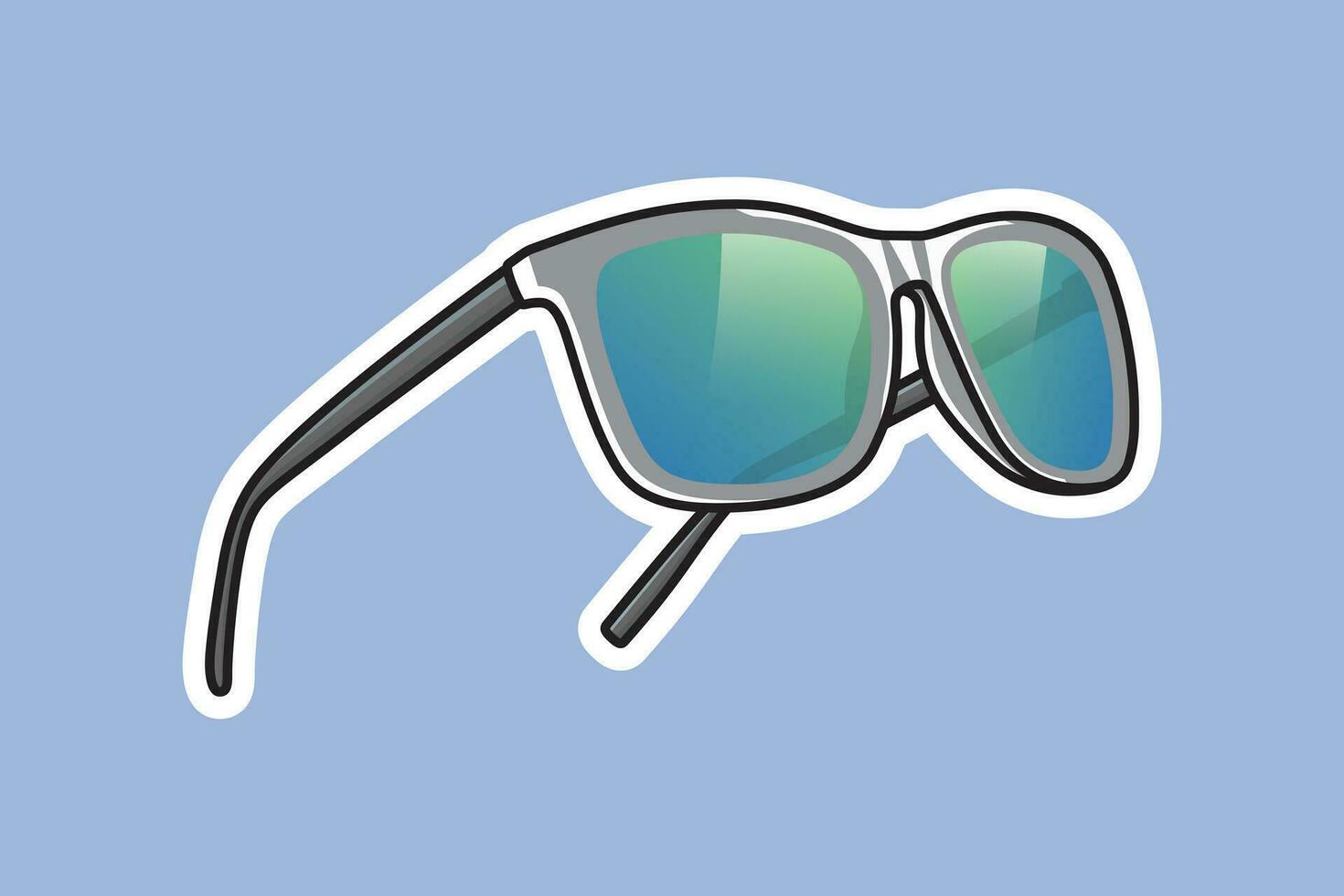 Sommer- Mode Sonne Brille Aufkleber Vektor Illustration. Sommer- und Mode Objekte Symbol Konzept. Sommer- glänzend bunt Sonnenbrille Aufkleber Design Vektor mit Schatten.