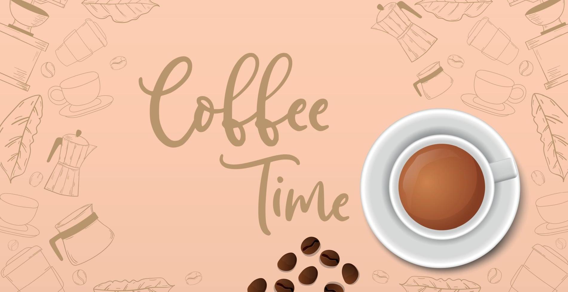 Kaffeepause, stilvoller Kaffee heller Hintergrund - Vektor