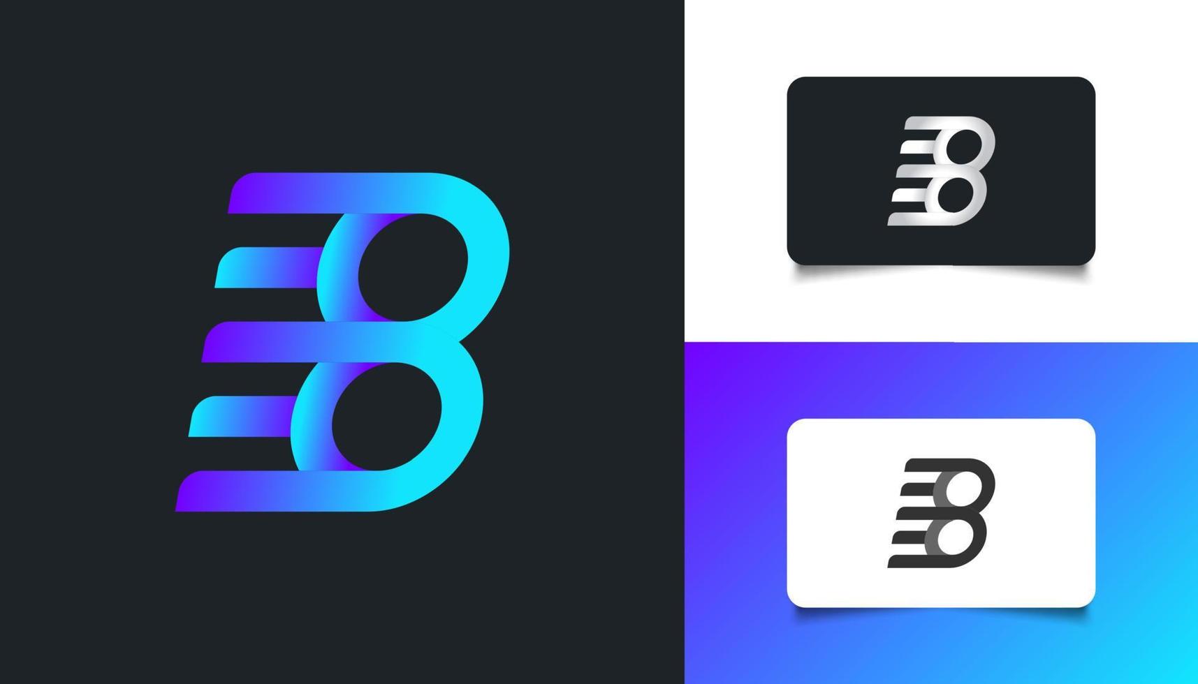 Buchstabe b und Nummer acht Logo-Design in blauem, modernem Konzept mit Geschwindigkeitsstil. grafisches Alphabetsymbol für die Unternehmensidentität vektor