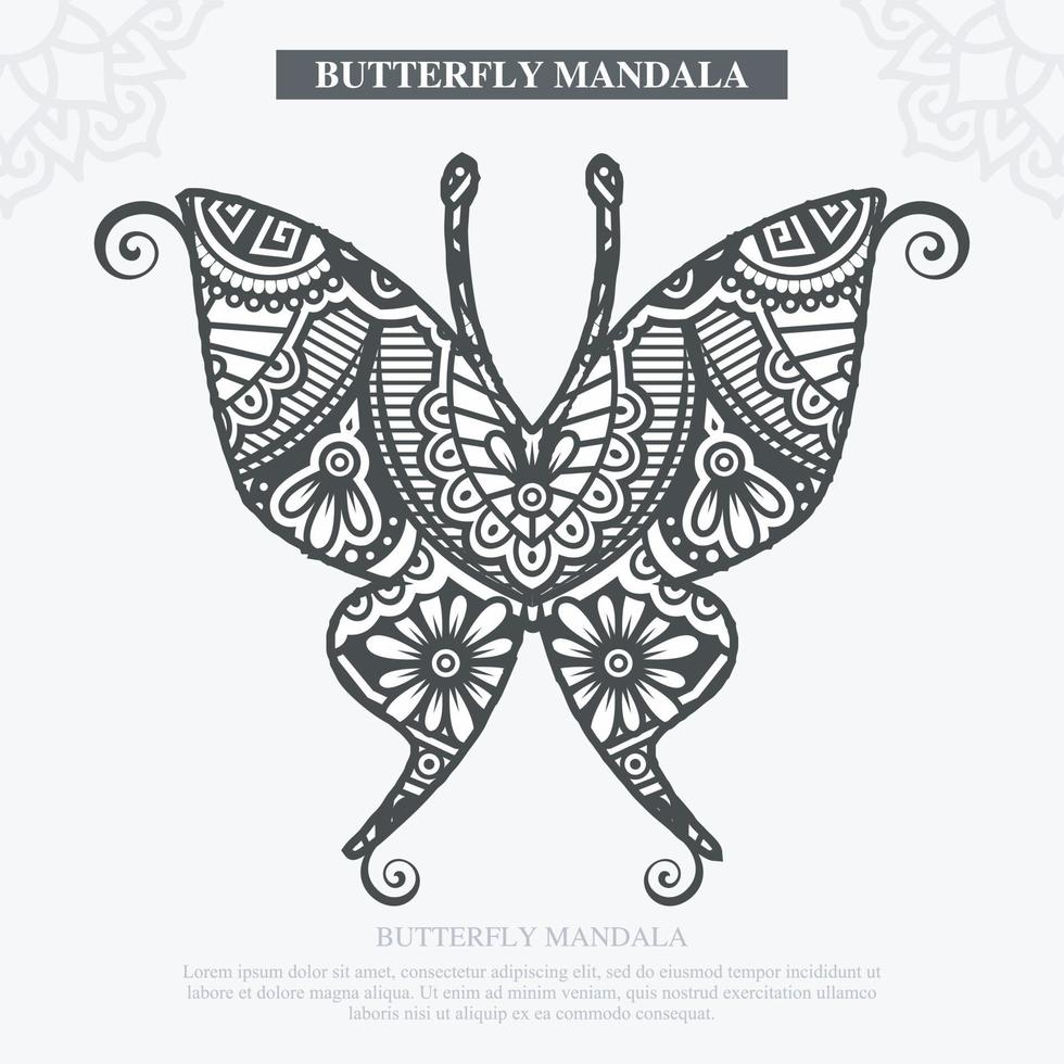 Schmetterling Mandala-Vektor. Jahrgang dekorativ. Vektor-Illustration. vektor