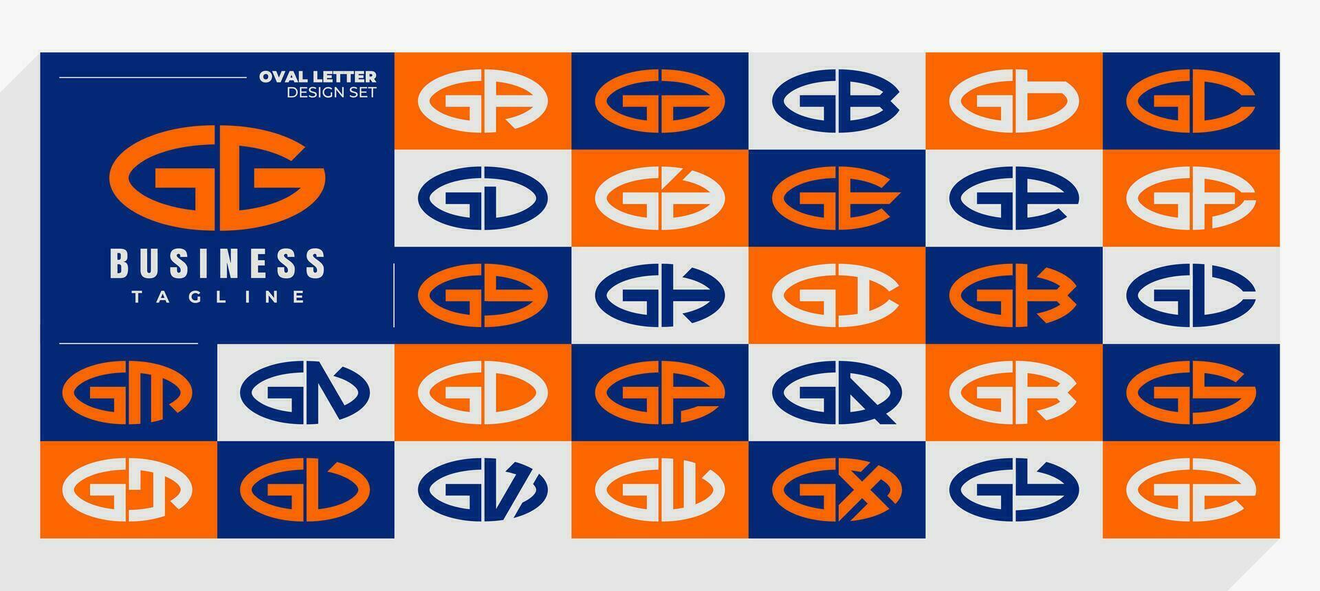 einstellen von abstrakt Linie Oval Brief G gg Logo Design vektor