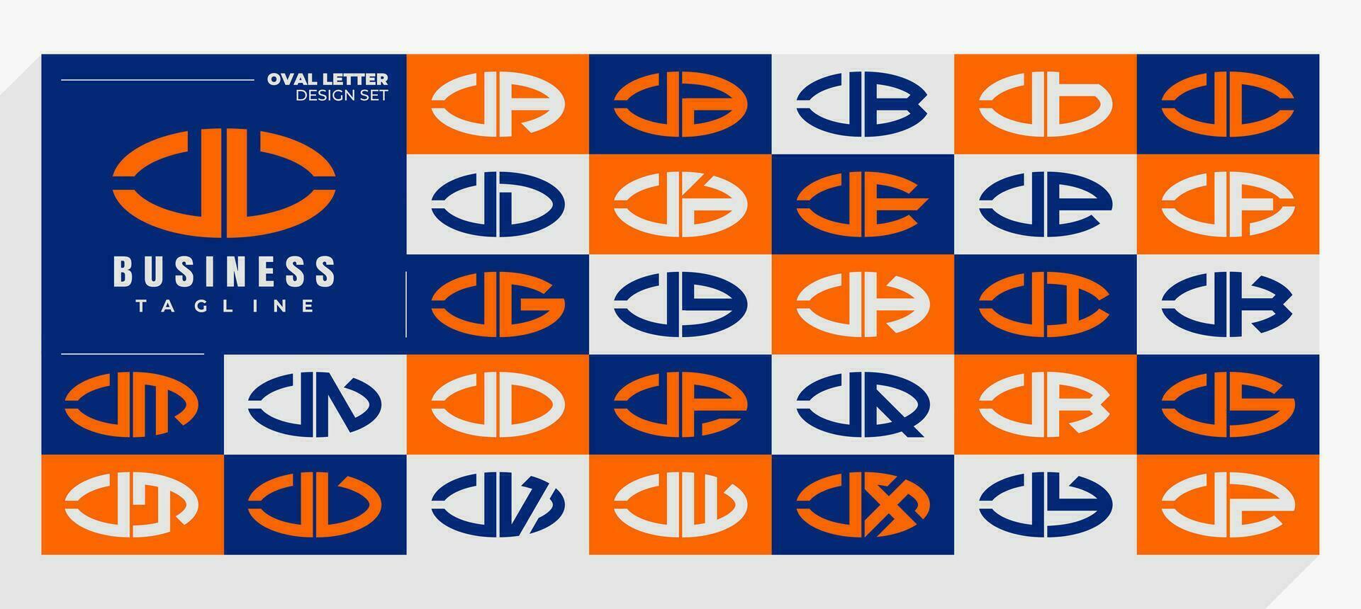 einstellen von abstrakt Linie Oval Brief j J L Logo Design vektor