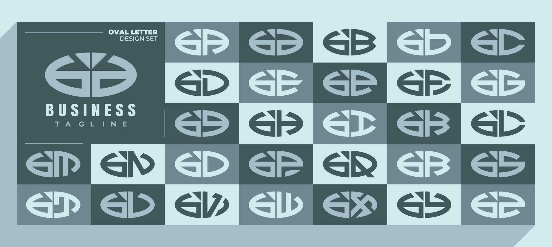 kurva linje ellips små bokstäver brev b bd logotyp design bunt vektor