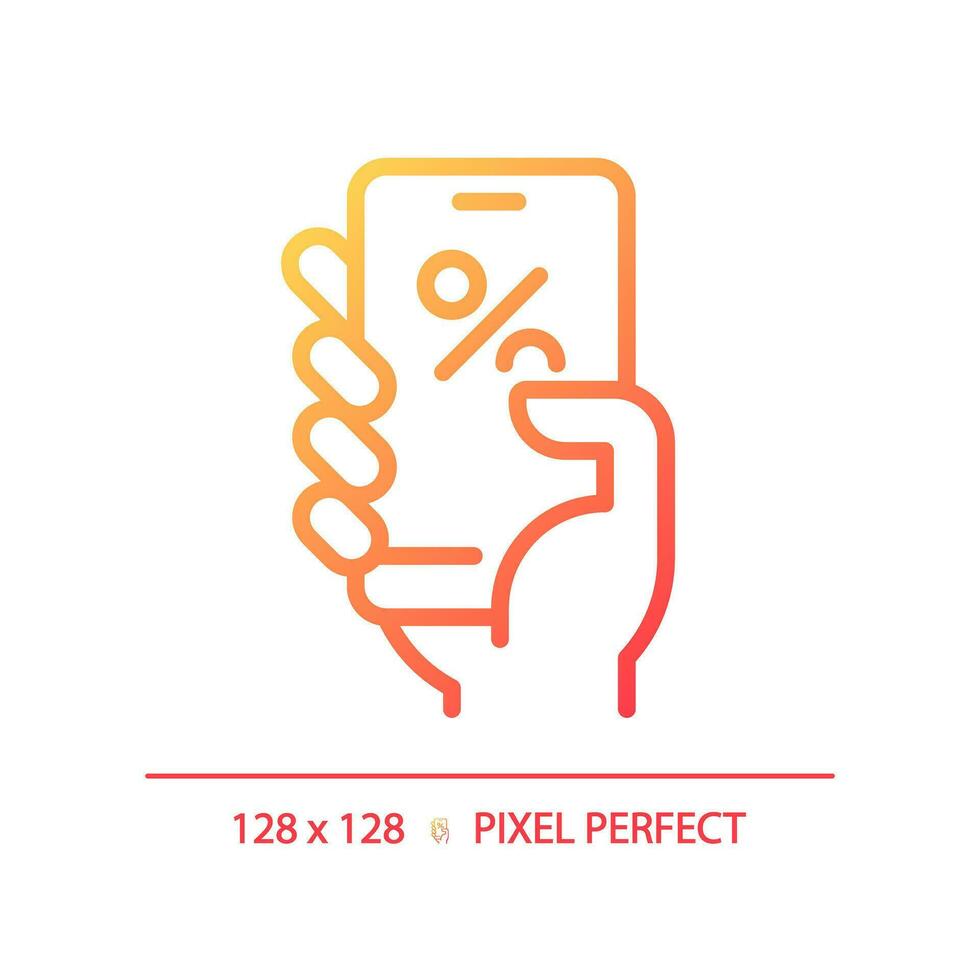 2d Pixel perfekt Gradient online Rabatt Symbol, isoliert einfach Vektor, dünn Linie Illustration Darstellen Rabatte. vektor