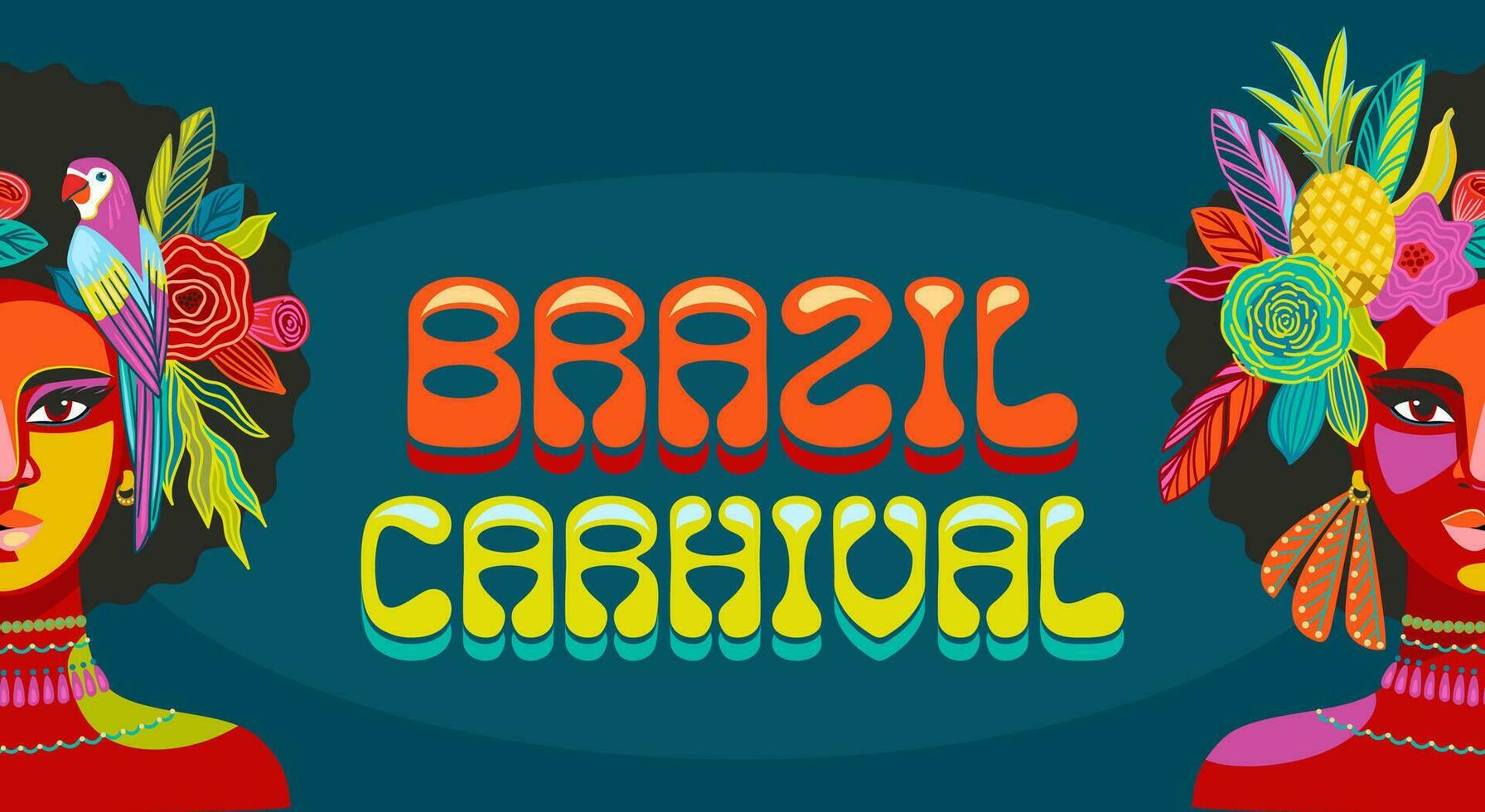 Banner mit Porträt von Frau im Brasilien Karneval Outfit. Vektor abstrakt Illustration. Design zum Karneval Konzept und andere verwenden
