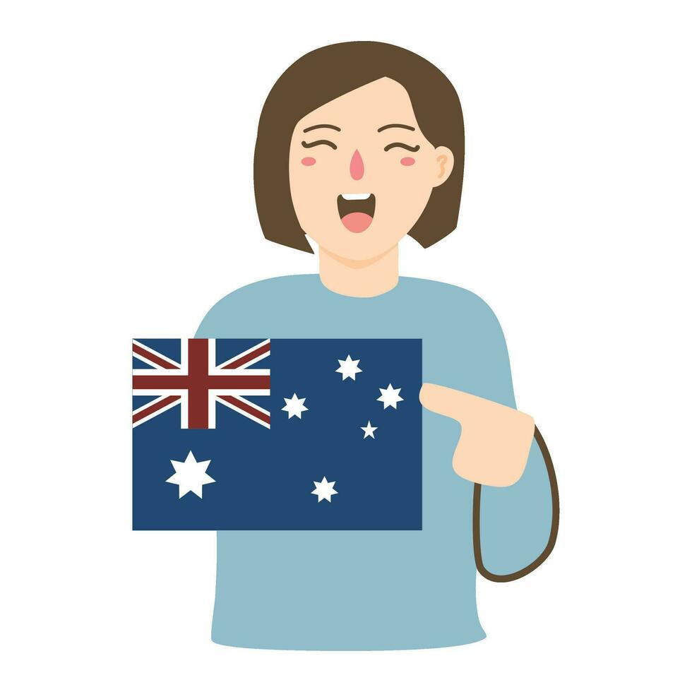 glücklich Menschen halten australisch Flagge zum Australien Tag vektor