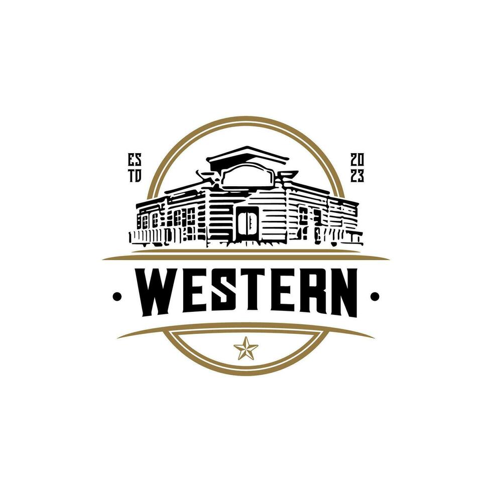 Jahrgang retro Western Land Bar Emblem Logo Design vektor