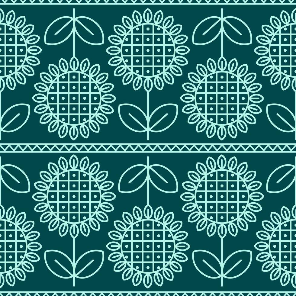 nahtlos Muster von das Sonnenblumen auf das Blau Hintergrund. ethnisch Vektor Design zum Stoff, Hintergrund, Grenze, Verpackung Papier