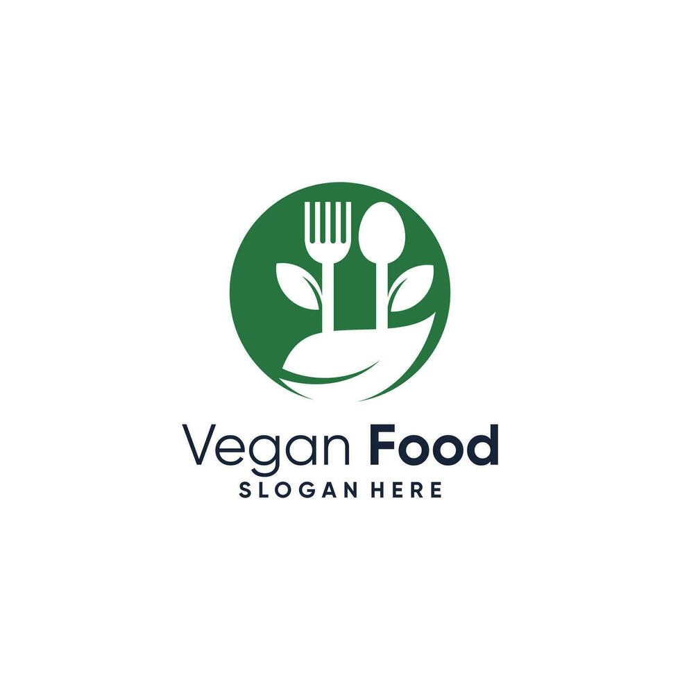 vegan Essen Logo Vektor Design Illustration mit kreativ Element Konzept