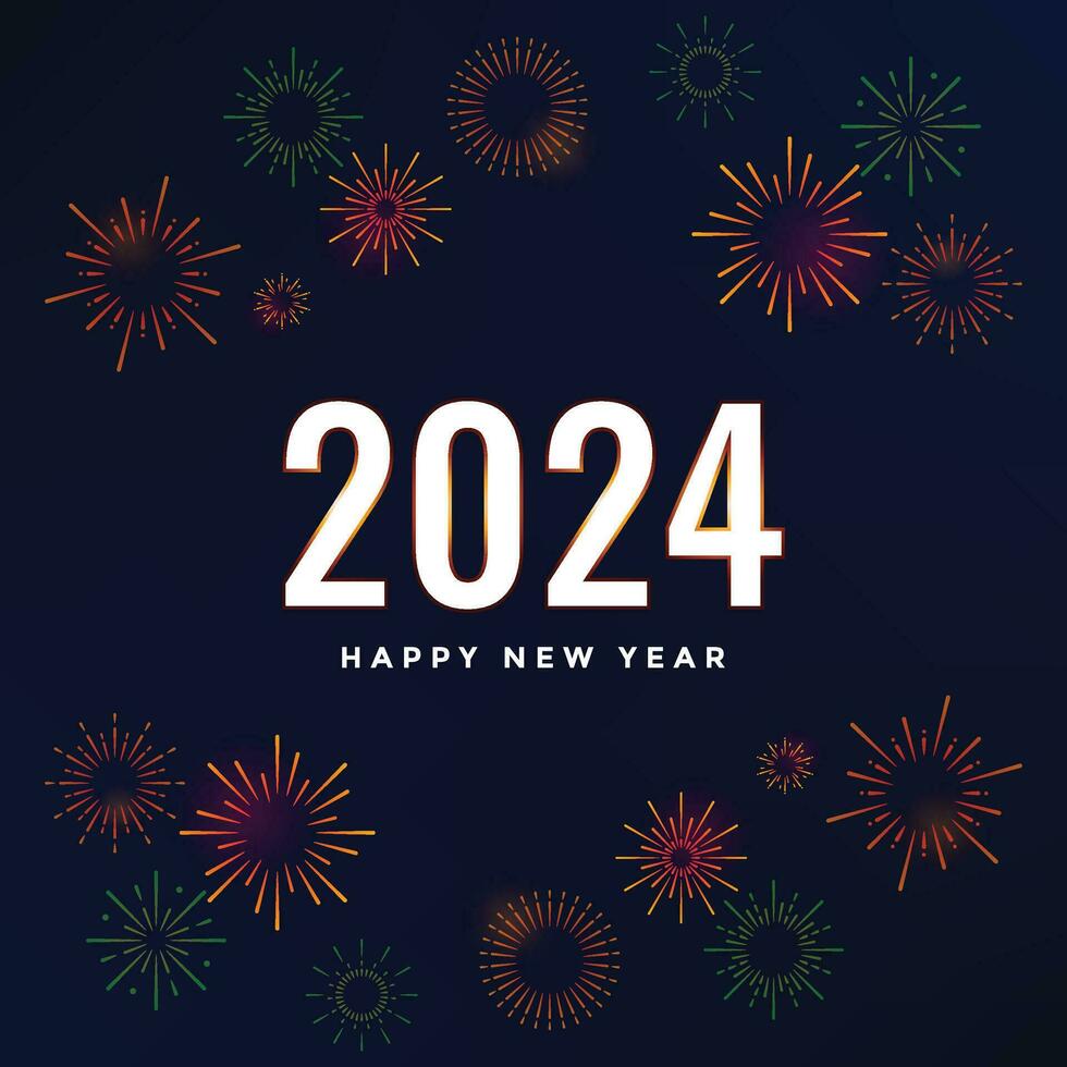 Lycklig ny år 2024 fyrkant mall med 3d hängande siffra. hälsning begrepp för 2024 ny år firande konfetti vektor