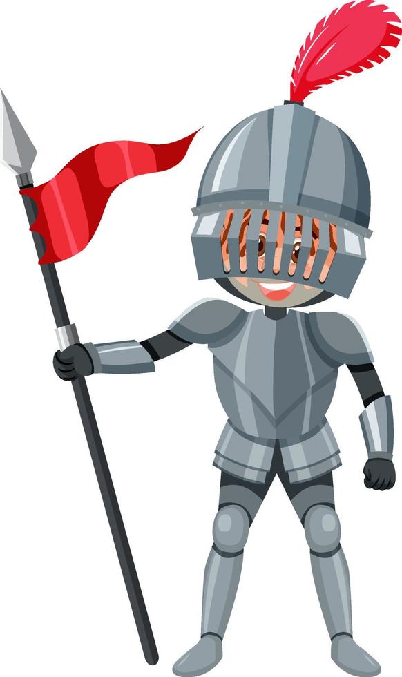 Ritter-Cartoon-Figur auf weißem Hintergrund vektor