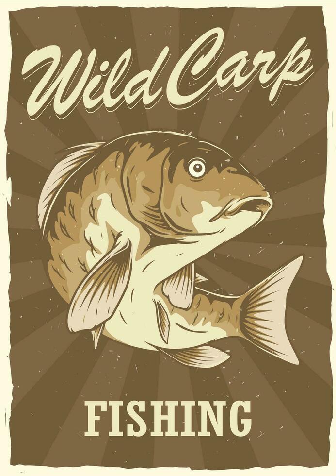 vild karp fiske affisch mall vektor