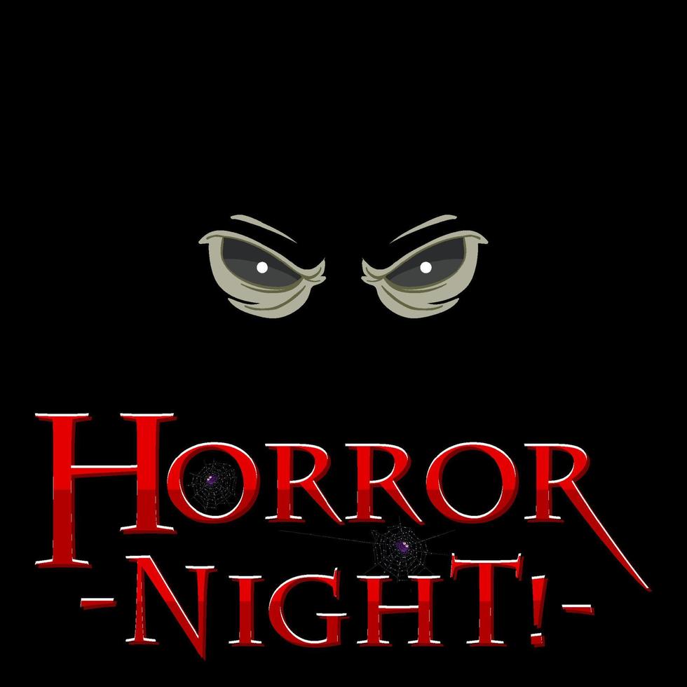 Horror-Nachtschrift-Logo mit gruseligen Augen vektor