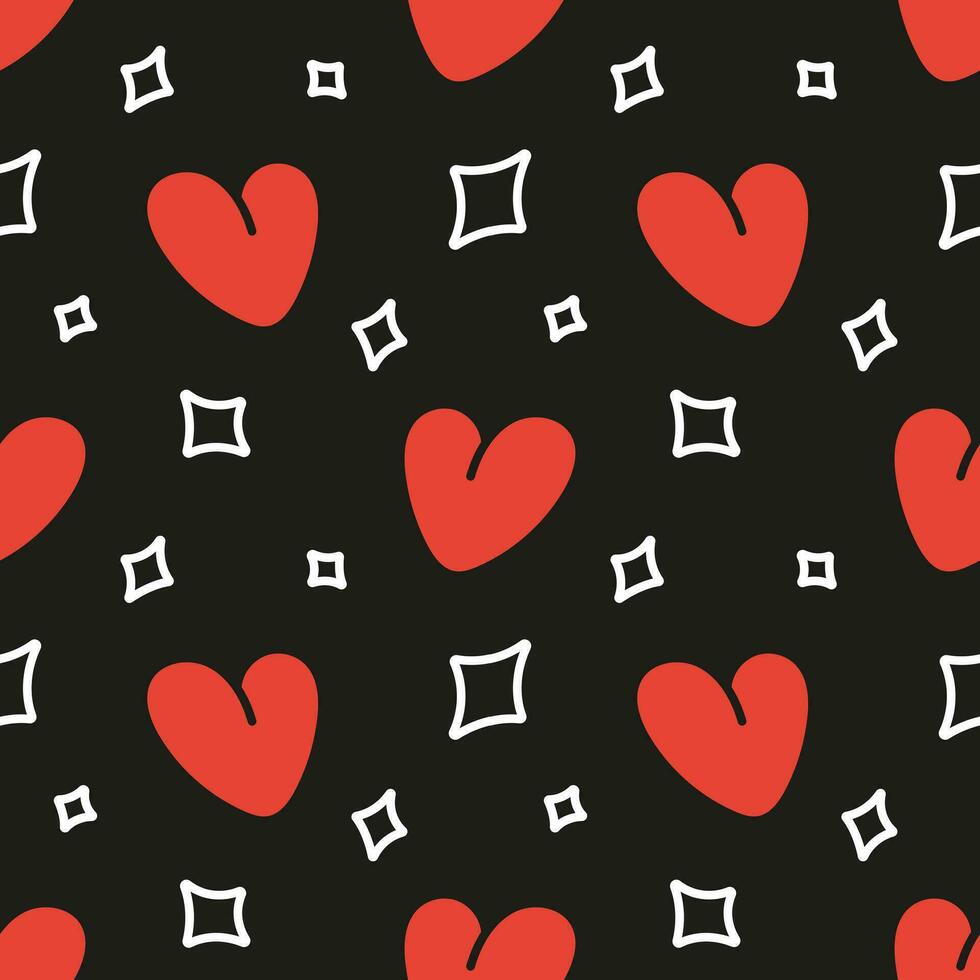 röd hjärta. sömlös mönster design för utskrift på tyg, tapet, förpackning. bakgrund för hjärtans dag. vektor