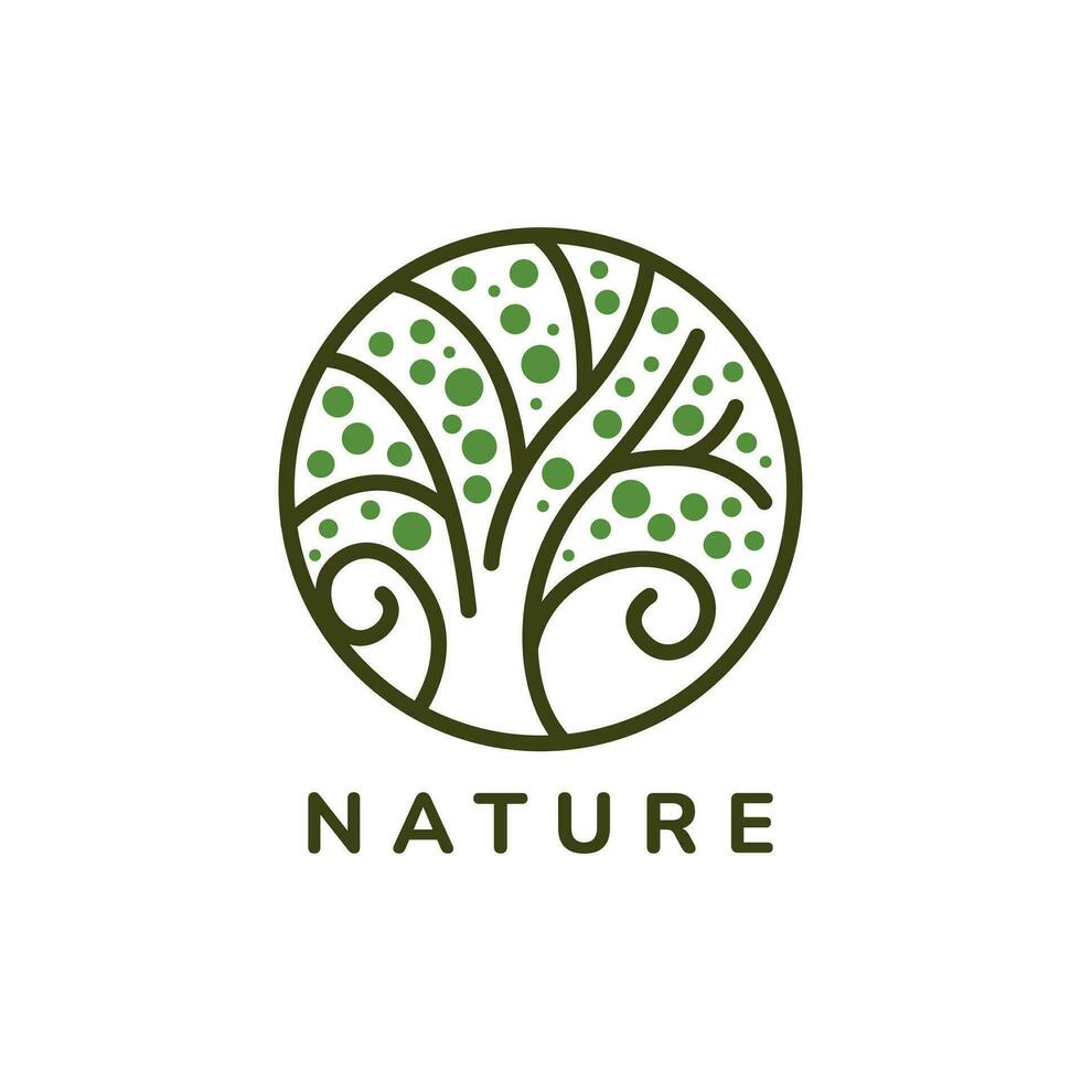 abstrakt Baum von Leben Logos. Öko Natur Symbole. Baum Ast mit Blätter Zeichen. natürlich Pflanze Design Elemente Embleme. Vektor Illustration.