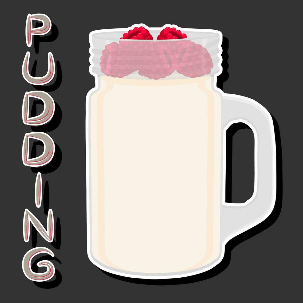 Illustration auf Thema frisch Süss lecker Pudding von bestehend aus verschiedene Zutaten vektor