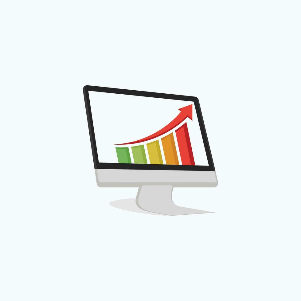 Vektor Bildschirm von Computer Bar Graph Wachstum mit oben Pfeil Illustration