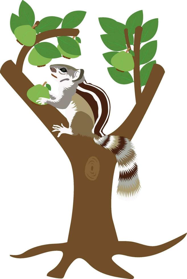 Illustration von Eichhörnchen Vektor Design mit Guave Baum Vektor Design auf ein Weiß Hintergrund