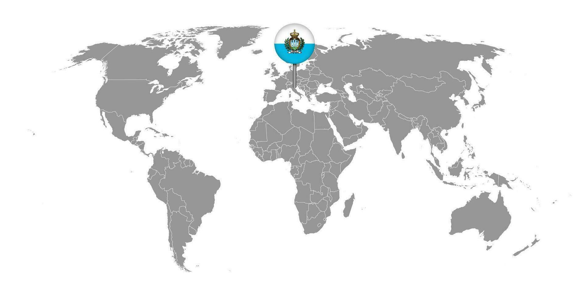 nålkarta med san marino flagga på världskartan. vektor illustration.
