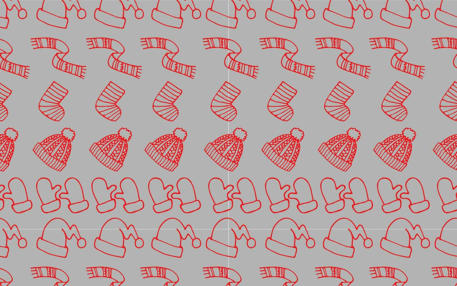 vektor ny år mönster. illustration med en hatt, scarf, vantar och strumpor på en grå bakgrund. mönster för textil, Semester omslag, bakgrund för kort.