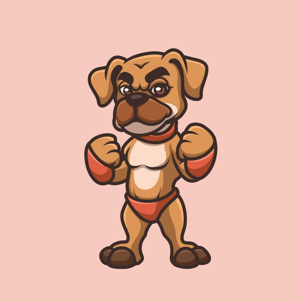 Boxer Hündchen Karikatur Illustration vektor