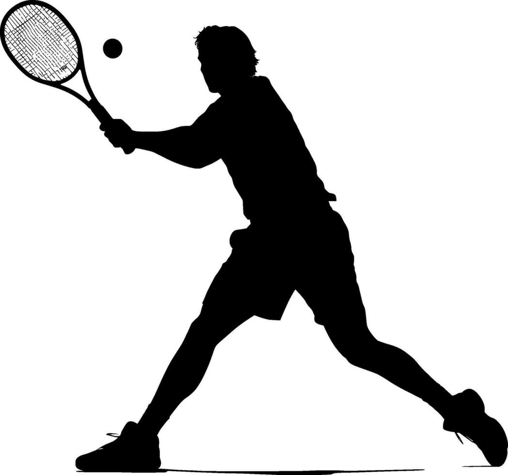 en tennis spelare man silhuett sporter person design element. ai genererad illustration. vektor