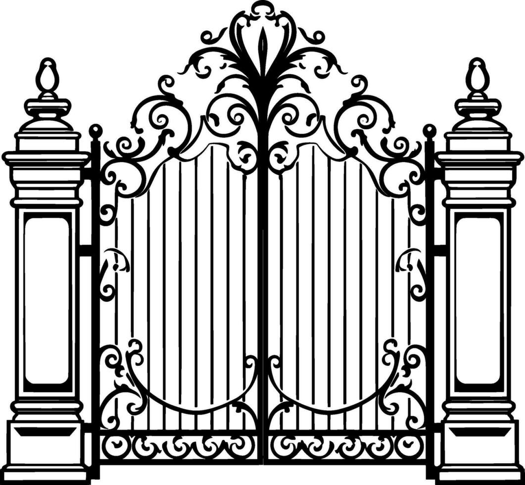 Tor oder Zaun Symbol Design isoliert auf Weiß Hintergrund. Vektor Illustration. ai generiert Illustration.