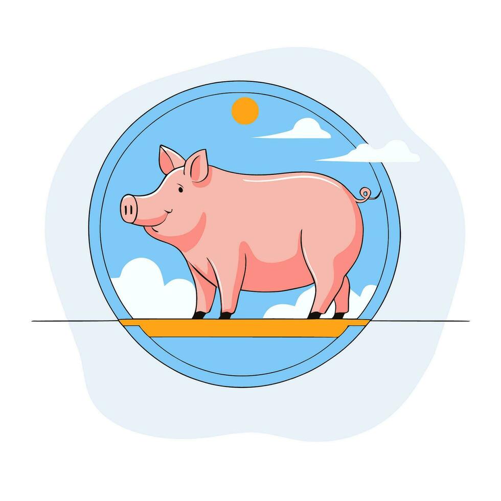 Schwein wie wenn geprägt auf das Seite von ein Münze, eben Vektor Illustration.