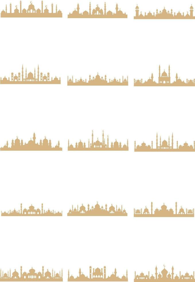 konstnärlig moské silhuett element uppsättning vektor