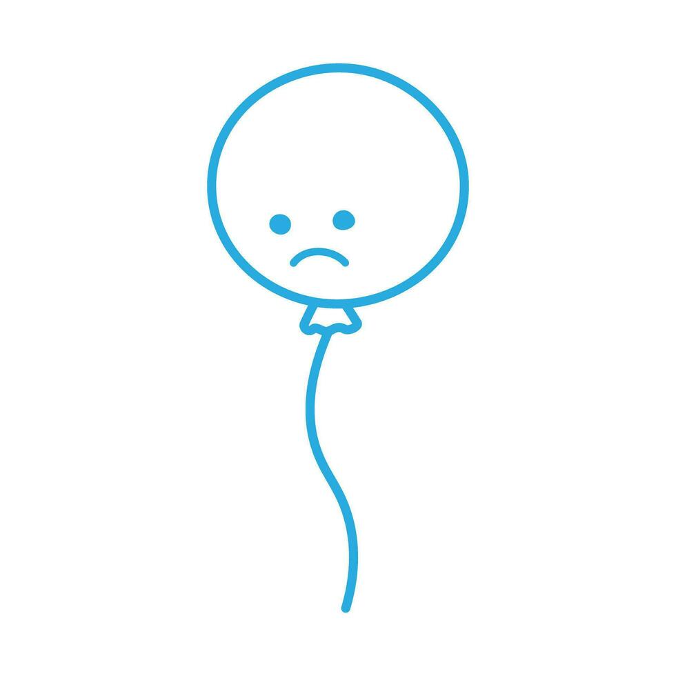 översikt teckning av en blå måndag ballong med ledsen smiley ansikte i trendig blå. Lycklig blu måndag dag vektor