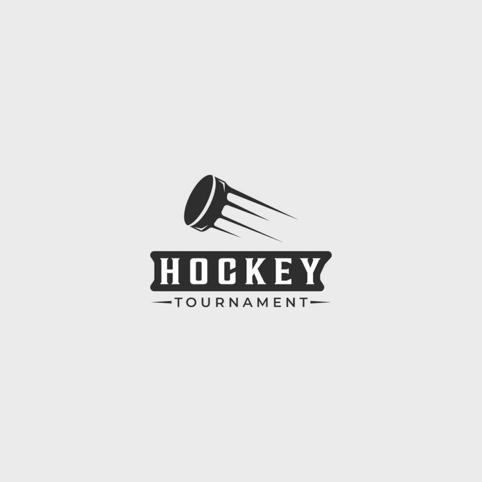 Eis Eishockey Puck Logo Linie Kunst Jahrgang Vektor Illustration Vorlage Symbol Grafik Design