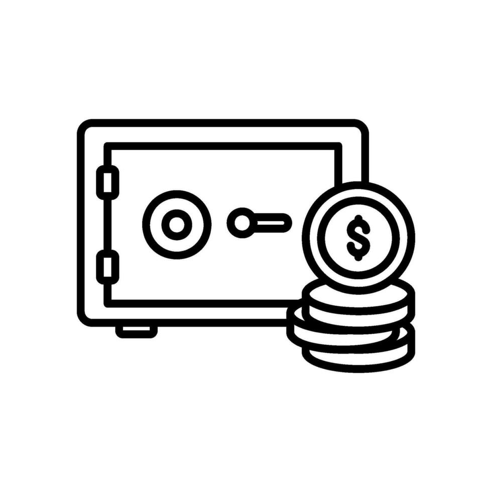 ikon av säker låda med mynt vektor