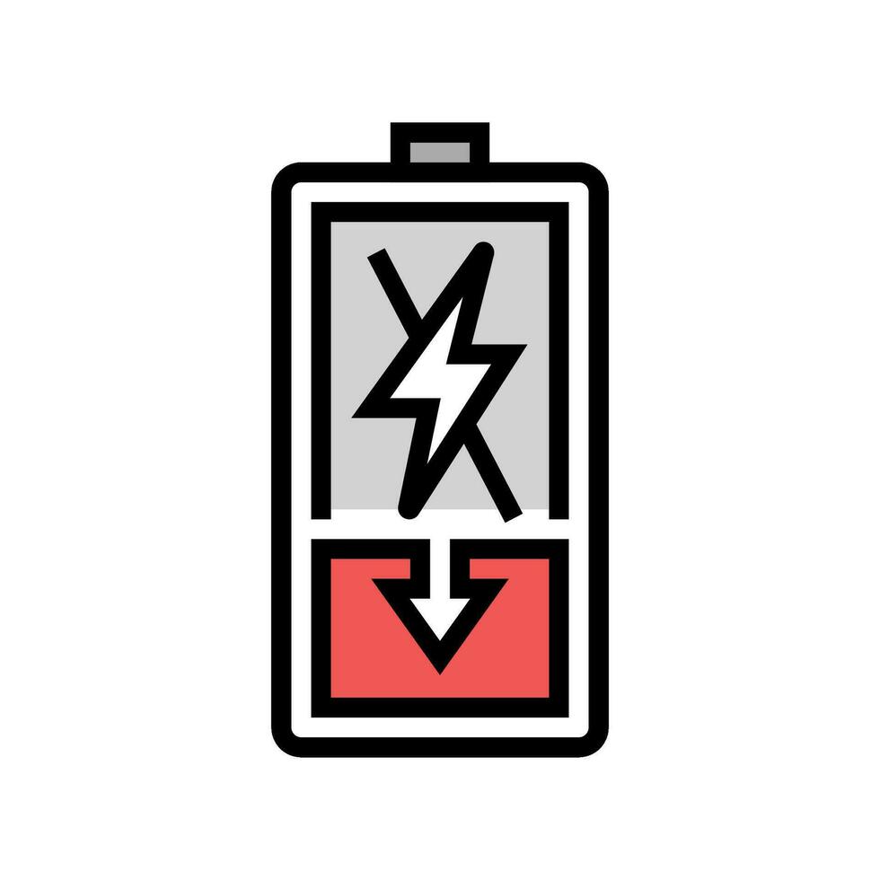 Entladen Batterie Farbe Symbol Vektor Illustration