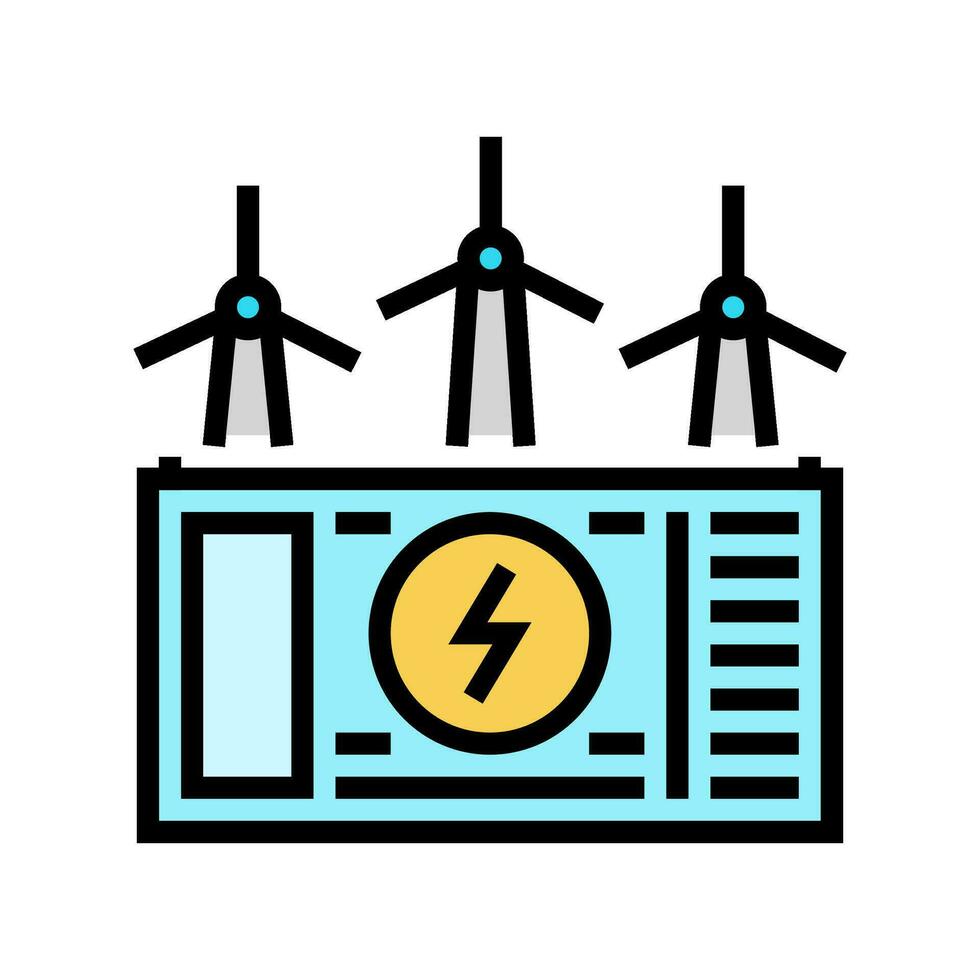 Energie Lager Wind Turbine Farbe Symbol Vektor Illustration