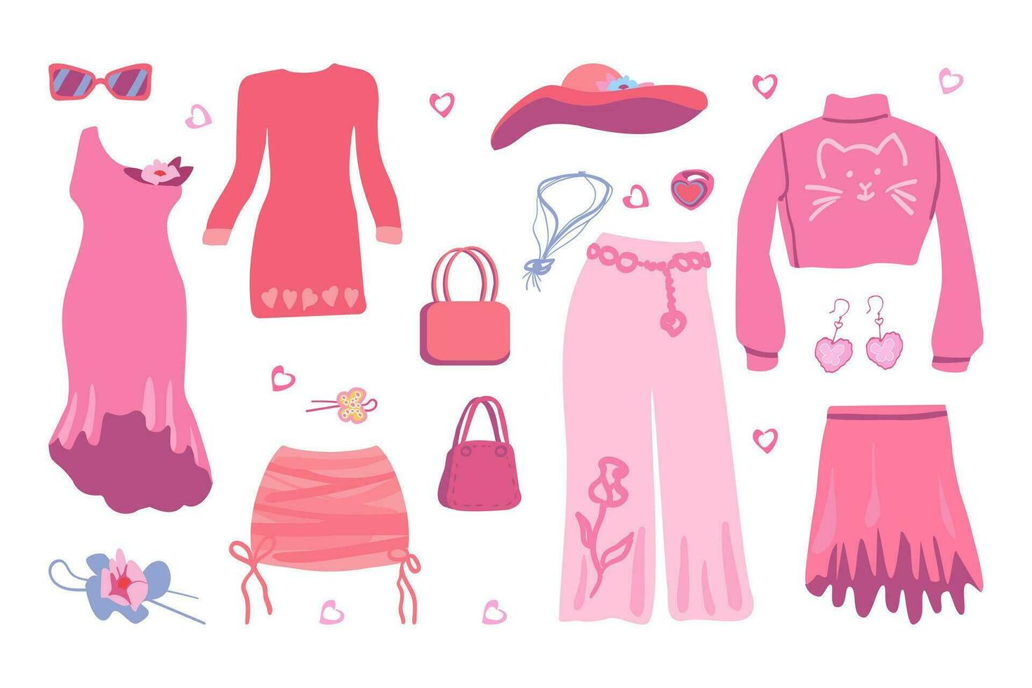 eleganta rosa kläder. mode trender. stiliserade illustration vektor