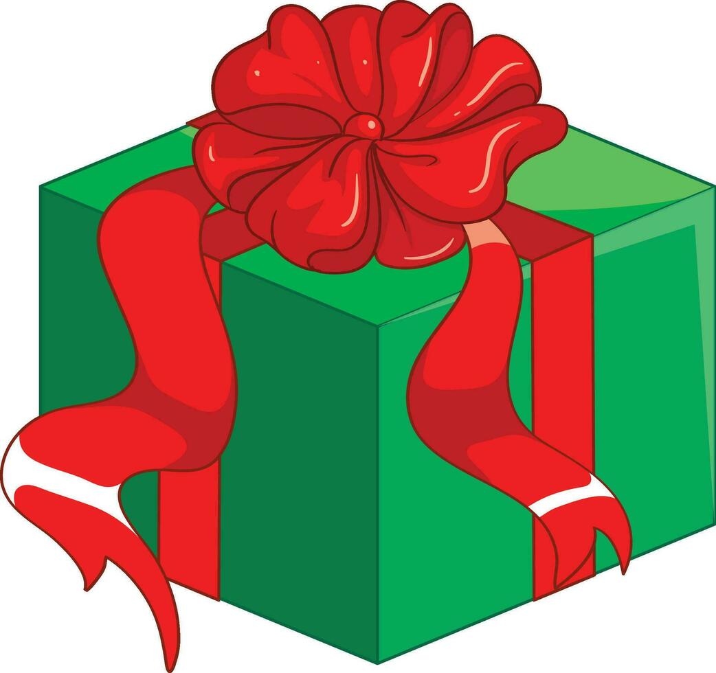 prgift låda, röd grön jul gåva låda vektor