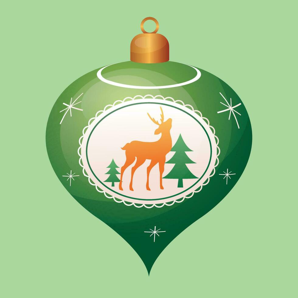 Weihnachten Baum Dekorationen, grün Weihnachten Baum Spielzeug oder Ball volumetrisch und realistisch Farbe vektor
