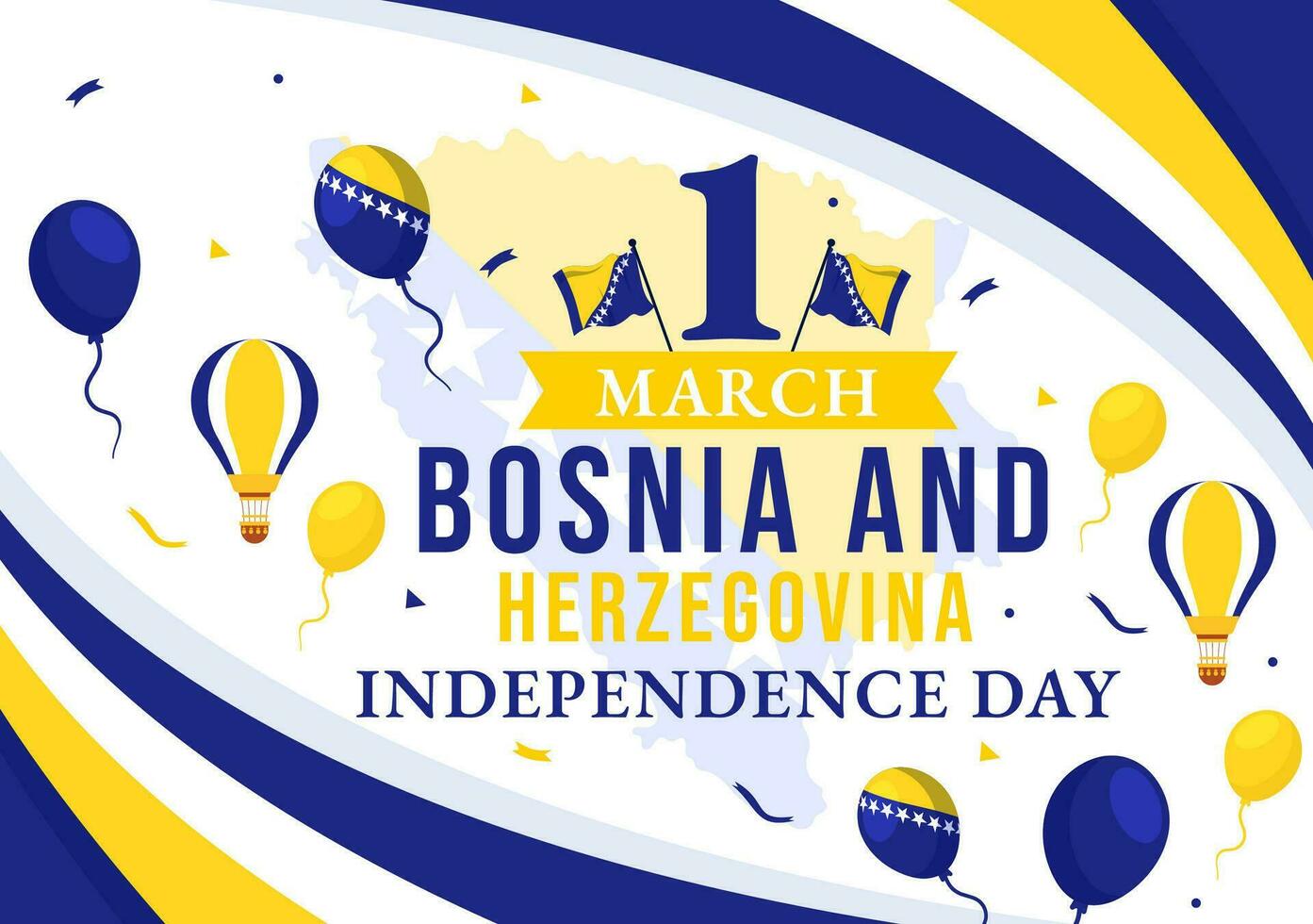 Bosnien und Herzegowina Unabhängigkeit Tag Vektor Illustration auf 1 von März mit winken Flagge und Wahrzeichen Gebäude im Denkmal Urlaub eben Hintergrund