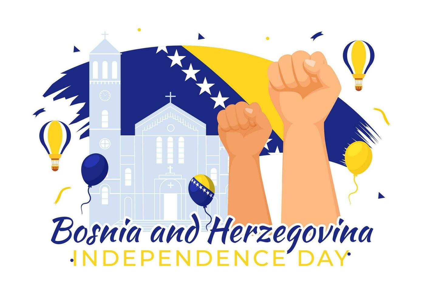 Bosnien und Herzegowina Unabhängigkeit Tag Vektor Illustration auf 1 von März mit winken Flagge und Wahrzeichen Gebäude im Denkmal Urlaub eben Hintergrund